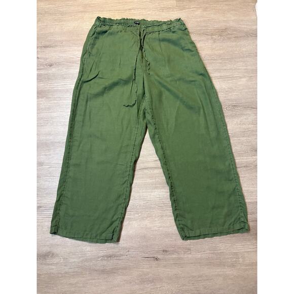 J. Crew 2024 Green Linen Soliel Wide Leg Pants L Casual Minimalist Beach Coastal - Picture 3 of 11